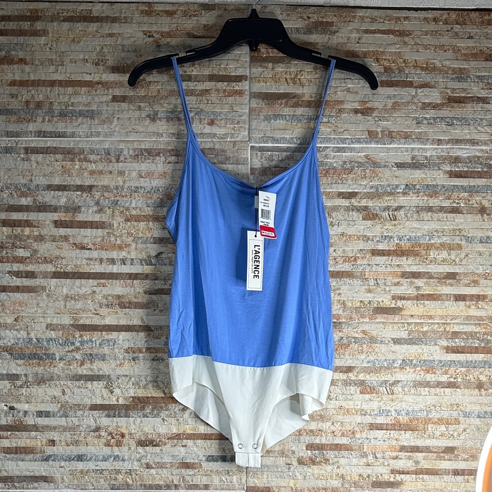 L'AGENCE Blue and Cream Chemise